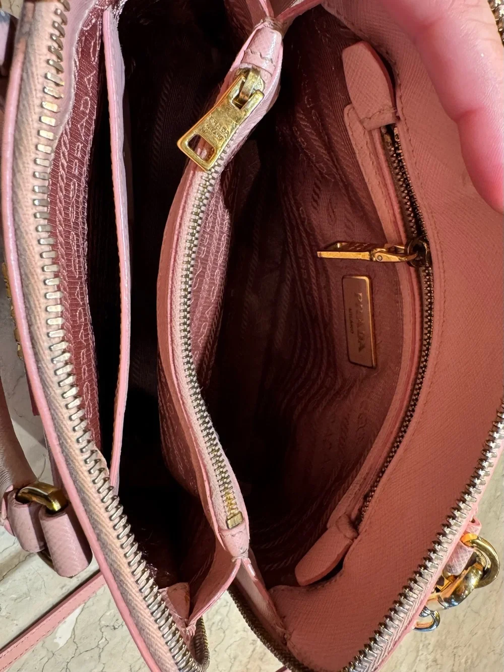 Prada Small Pink Promenade Bag, Gold Hardware